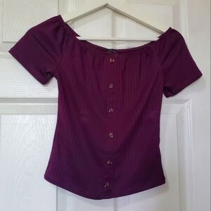Last Chance Purple and magenta off-the-shoulder cap sleeve shirt